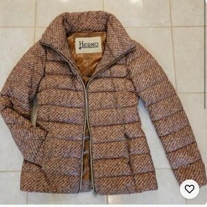Herno Tweed Effect Down Puffer Jacket, IT 40 Small/XS, Quiet Luxury
